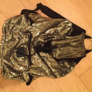 VS PINK Gold Sequin Backpack